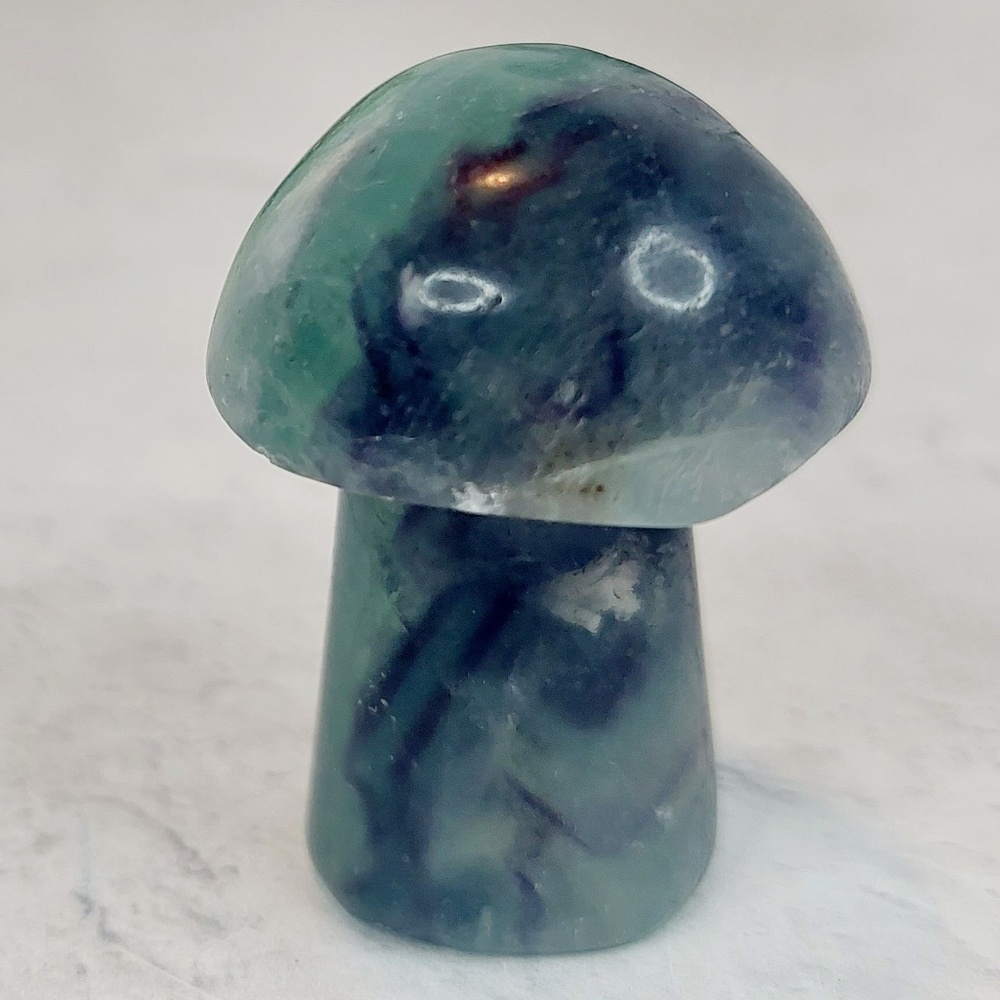 Purple & Green Fluorite Mushroom Carving | Clarity • Intuition